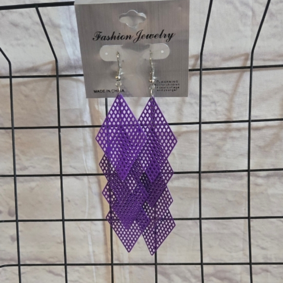 Fashion Jewelry Jewelry - Purple Retro Dangle Earrings